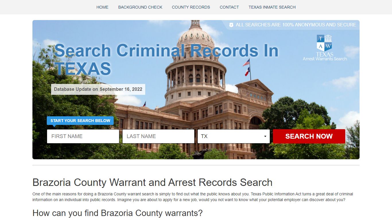 Brazoria County Warrant and Arrest Records Search